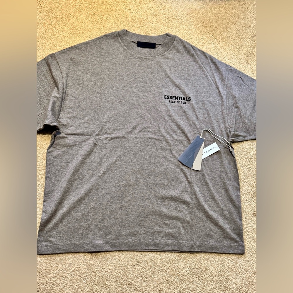 Fear of God Essentials Heather Grey Crew Neck T-Shirt - Size Medium